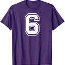 6 Number Six Team Sports Graphic Design Matching Varsity T-Shirt, Size: M