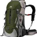 Loowoko 50L Hiking Backpack, Waterproof Camping Essentials Bag with Rain Cover, 45+5 Liter Lightweight Backpacking Back Pack (Green)