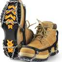 Ice Cleats for Shoes and Boots Traction Cleats Men Women Boot Chains Crampons for Anti Slip Outdoor Shoveling Hiking Walking on Snow and Ice (Large, Silver)