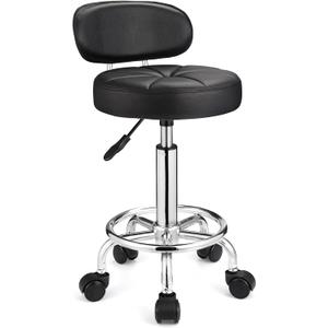 Swivel Stools with Wheels Height Adjustable Rolling Spa Stool Backrest Black