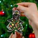 3 x 2025 Black French Bulldog Christmas Tree Ornament - Festive Holiday Hanging Decoration with Adorable Frenchie Dog - Black Frenchie Dog Christmas Tree Topper Ornaments