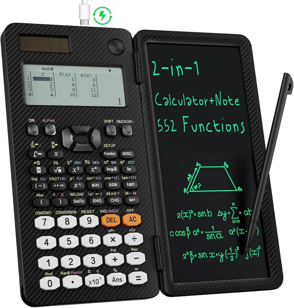 991EX 552 Functions Desktop ROATEE Scientific Calculator Rechargeable & Solar Power, Multiview 6-Line Display with Erasable LCD Writing Tablet for High School College Graduate Student and Researchers