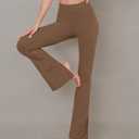 ODODOS Cloud Feeling Split-Hem Flared Pants for Women High Waisted Lounge Bootcut Yoga Pants - 31" Inseam, Brunette, Small 