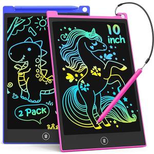 TECJOE 10 Inch 2 Pack LCD Writing Tablet, Colorful Doodle Board Drawing Tablet for Kids, No Mess Toddler Travel Learning Toys, Christmas Birthday Gifts for 3 4 5 6 7 8 Year Old Boys Girls Preschooler