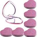 6 Pack Sparkly Pokect Heart Mirror Travel Compact Magnifying Folding Mirror for Purse Mini Vanity Cosmetic Lashes Makeup Double-Sided Cute Glitter Pink