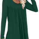 CATHY Womens Long Sleeve Casual Tunic Tops Fall Fashion 2026 Loose Fit Dressy to Wear with Leggings Winter Elastic Shirts (Green)