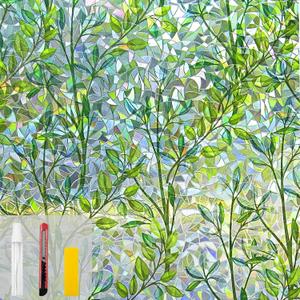 Countewol Window Privacy Film Stain Glass Window Film Rainbow Window Film Window clings Non-Adhesive Reusable Decorative for Room (Mistletoe Rainbow, 45.2 x 78.7 in)