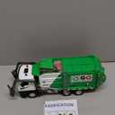 HOLYFUN 12'' Electric Garbage Truck Set with Front Loader/Metal Cab, Friction-Powered Recycling Vehicle with Dumpster, 4 Trash Bins & Sorting Cards, Trash Truck Toy with Lights/Sounds for Kids