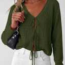 PRETTYGARDEN Womens Tie Front Cardigan 2026 Summer Boho Crochet Knit Cover Up Beach Vacation Hollow Out Lightweight Tops (White, L)