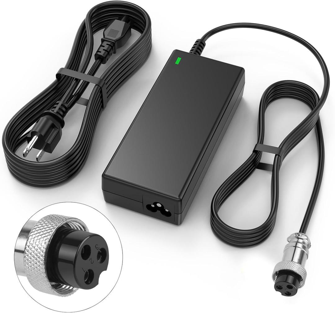 44V 1.8A Female 3-Pin XLR Lead Acid Battery Charger with 3-Prong Inline Power Supply Cord for 36V Boreem Jia, Minimoto, Rad2Go, Electric Scooter, ATV, Go Kart, with 3-Prong Inline Female Connector