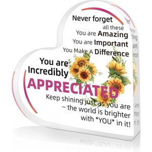 2 x Runyanofamily Teacher Christmas Gifts,Thank You Gifts for Women, Teachers Appreciation Gift for Women, Inspirational Gift, Acrylic Heart Present for Employee Friends Coworkers