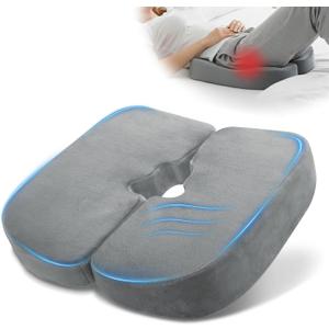 Memory Foam Bed Sore Cushions for Butt, Adjustable Tailbone Pain Relief Cushion  for Long Sitting & Sleeping, Donut Pillow for Tailbone, Designed for Bedbound Patient Care (Light gray)