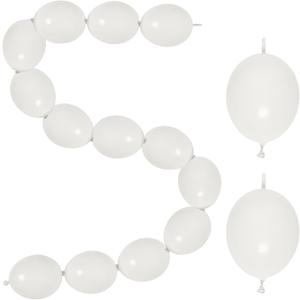 100 Pcs White Quick Link Balloons Metallic 6 Inch Latex Connected Linking Balloons Pearl White for DIY Balloon Wall Arches Chains Garland Background Birthday Party Wedding Graduation Arch Party Decor