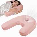 Ear Piercing Pillow - Side Sleeper Body Pillow with Ear Hole for Pain Relief, J-Shaped Ergonomic Support, 20x26 Inches (Pink)