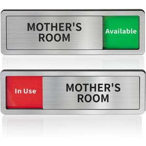 Mother's Room Door Signs, Do Not Disturb,Breastfeeding Door Sign, In Use/Available Slider Sign for Lactation Room, Privacy Vacant Occupied Nursing SignsBrushed Silver