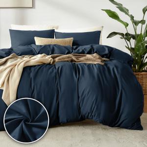 Dreamhood Duvet Cover Queen Size 90x90 and 2 Pillow Cases Soft Comfy Duvet Cover Set 3 Pieces with Button Closure Breathable Durable Bedding for All Seasons Dark Ocean Blue