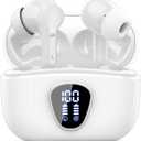 Wireless Earbuds, Bluetooth 5.4 Headphones HiFi Stereo, Bluetooth Earbuds with ENC Noise Cancelling Mic, IP7 Waterproof in Ear Earphones, 48H, LED Display Ear buds for Pad Phones Workout Sports, White
