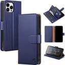 Compatible with iPhone 15 Pro Wallet Case with Card Holder,Women Men RFID Blocking PU Leather Folio Flip TPU Protective Cover Credit Card Slots,Phone Case for Apple 15 Pro 6.1",Dark Blue