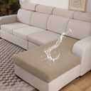 100% Waterproof Couch Cushion Covers L Shaped Chaise Cover, Stretch Seat Covers for Sectional Sofa, Reversible Couch Sofa Protector Covers for Kids Pets (Chaise Cover, Sand)