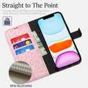 for iPhone 11 Wallet Case for Women, Flip Folio Purse Leather Phone Case with Credit Card Holder Slot RFID Blocking, Full Body Protection Girly Cute Leopard Cheetah Print Design, Pink