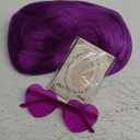 Purple Wig and Party Sunglasses, 12 Inch Dark Purple Bob Wigs for Women, Neon Glasses Short Wigs for Women - Bachelorette Party Wigs Decorations Favors (
Purplish Red
)