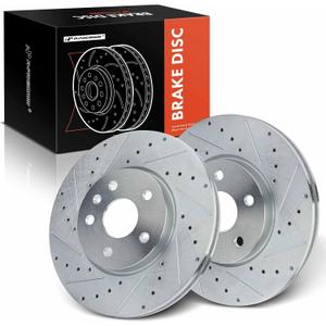 A-Premium 12.64 inch (321mm) Front Drilled and Slotted Disc Brake Rotors Compatible with Select Chevy, GMC, Saab and Buick Models - Equinox, Impala, Malibu, Camaro, Terrain, Regal, Allure, 2-PC Set