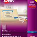 Avery Full Sheet Printable Shipping Labels, 8.5" x 11", Matte Clear, Inkjet, Create Custom Labels Using Scissors or Electronic Cutting Machines, 25 Total (8665)
