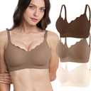 Womens Seamless T-Shirt Bras 3 Pack Wireless Comfy Jelly Bra, Full Coverage Bralette No Show Under Clothes (XX-Large)