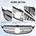 Front Grill Grille for 2015-2018 Mercedes Benz W205 C-Class C200 C250 C300 C350 C400 Silver Diamond Front Bumper Grill Direct Fit Replacement ABS Plastic with Emblem Grille