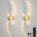 CANEOE Battery Operated Wall Sconces with Remote Control, Rechargeable Dimmable Touch Wall Sconces Set of Two, 3000K-6500K LED Wireless Wall Light for Living Room Bedroom Hallway,31.5inch(Gold)