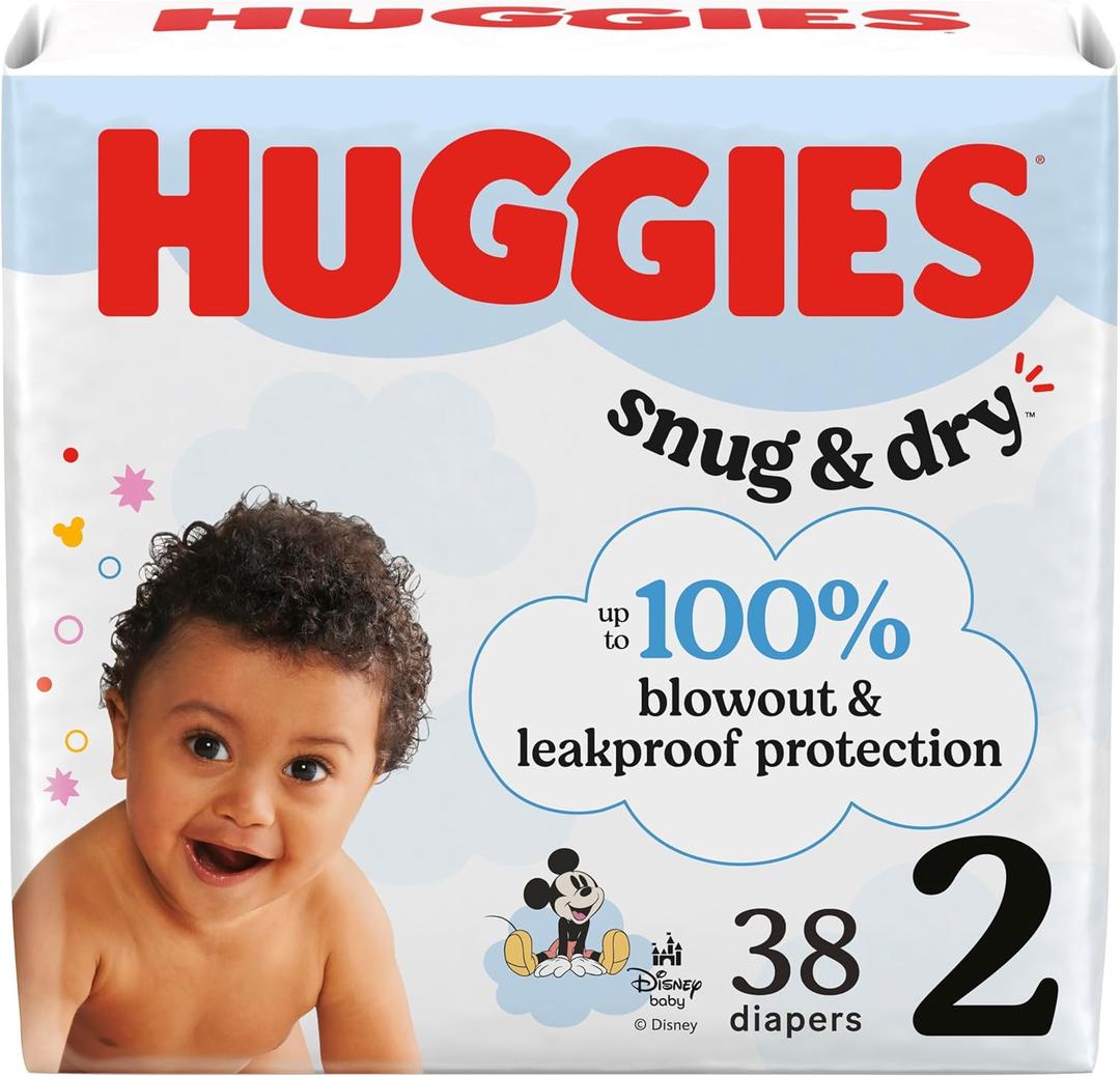 Huggies Size 2 Diapers, Snug & Dry Baby Diapers, Size 2 (12-18 lbs), 38 Count