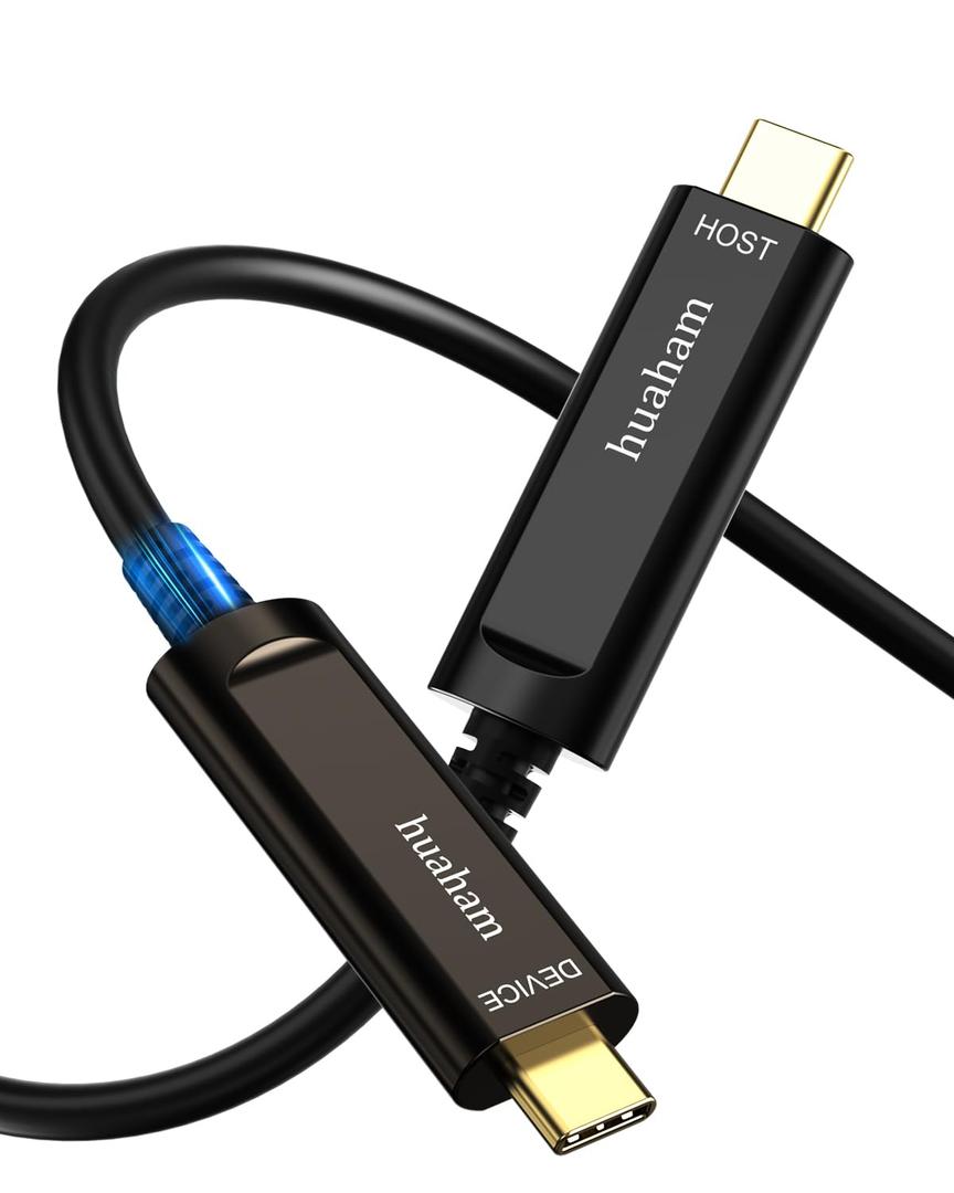 USB C Fiber Optic Cable 33FT, 10Gbps USB 3.2 Gen2 USB C Cable, Ultra Slim & Long Distance Type C Cable with Germany SiliconLine Chip for Logitech 4K Camera,Video Conference,Industrial System