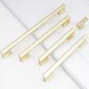 10 Pack Brushed Brass Kitchen Cabinet Knobs Gold Drawer Knobs Kitchen Cabinet Hardware Handles Drawer Knobs Dresser Handles (1-1/4'' Hole Center(knob))