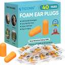 TICONN 40 Pairs Ear Plugs, 32dB Noise Reduction Earplugs for Sleeping Hearing Protection Travel Study Concentration Construction Site (40 Pairs)
