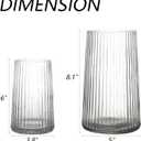 Ribbed Flower Vases Set of 2, Clear Vases for Flowers, Flower Vase for Bouquet, Modern Ribbed Glass Vase for Living Room, Bedroom, Dining Table, Office, Wedding, Centerpieces