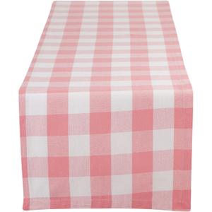 DII Buffalo Check Collection, Classic Farmhouse Table Runner, 14x108, Pink & White