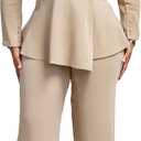 Women Suit Jacket 2 Piece Ruffle Blazer with Wide Leg Pants Suit Long Sleeve Business Casual Outfits (M)