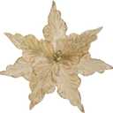 Briful 9'' Heads Christmas Glitter Poinsettia Flowers Picks Christmas Tree Ornaments Set of 8 Artificial Flowers with Clips for Xmas Tree Party DIY Holiday Decorations, Champagne