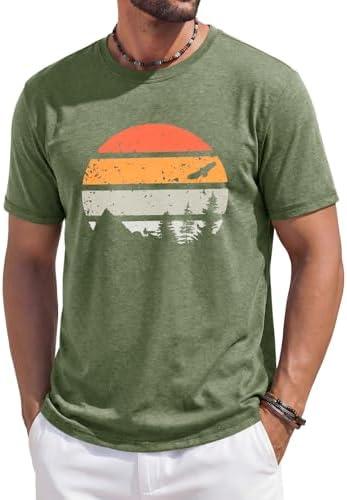 Runcati Mens Short Sleeve T-Shirts Casual Graphic Printed Tee Tops Crewneck Summer Beach Hawaiian Vintage Shirt Size XL