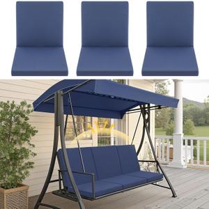 Sintuff 3 Seat Outdoor Porch Swing Cushions, Water-resistant Swing Cushions Replacement with Anti-slip Design, Porch Bench Cushion Liner and Cover 2 in 1 for Patio Garden, Chair Not Include(Navy Blue)