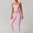 ABOCIW Workout Sets for Women 2 Piece Padded Sports Bra Tank Top High Waist Leggings Sets Gym Yoga Outfits (Pink, M)