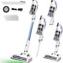 Cordless Vacuum Cleaner with Self-Standing, 45KPA Stick Vacuum, 88,000RPM Brushless Motor & LED Display, Anti-Tangle, Lightweight Vacuum Cleaners for Home, Pet Hair, Hardwood Floors, Azure