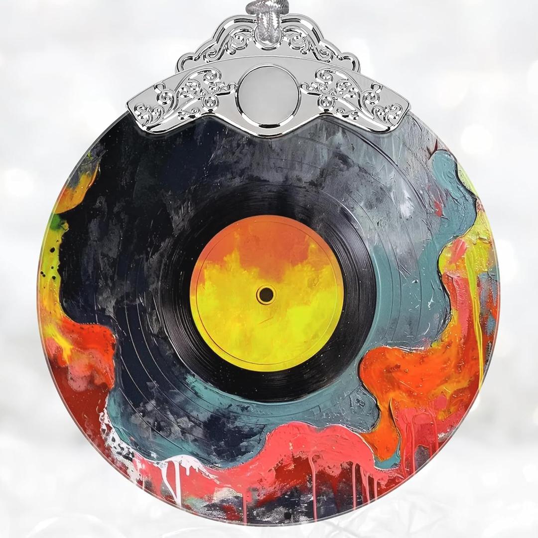 Christmas Decorations Ornaments, Stained Glass Ornament, Christmas Tree Ornaments, 2025 Gift Ornament, Xmas Gift for Friend Family Coworker - Vinyl Record