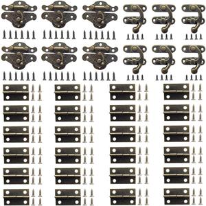 36 Sets Retro Jewelry Box Hinges and Latches Hooks, Small Latches Hinges for Wooden Boxes Hardware, Antique Cabinet Furniture Hinges Hasp Clasp - Bronze Tone (36pcs)