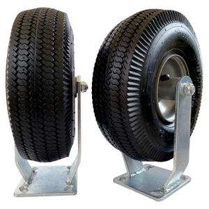 2-Rigid 10" Pneumatic Caster ，Black Rubber Wheel - 800 lbs. Capacity