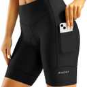 Padded Bike Shorts for Women High Waisted 4D Padding Cycling Bicycle Road Biking Shorts with Pockets (Medium, Black)