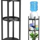 Water Dispenser Stand, 5 Gallon Water Stand with Heavy Wooden Base, Water Jug Stand for 1-5 Gallon Water Bottles, Water Bottle Stand for Kitchen Office Gym, 33.07" H x 12.99" W, Black