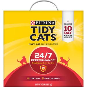 Purina Tidy Cats Clumping Cat Litter, 24/7 Performance Multi Cat Litter - 40 lb. Box