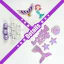 Mermaid Cake Toppers with Shell Starfish Fishtail Balls for Mermaid Birthday Supplies (Style1)