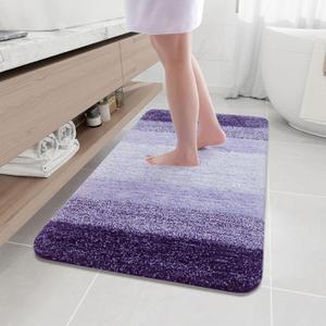 Arotive Microfiber Bathroom Rugs, Shaggy Soft and Absorbent Bath Rug, Non-Slip, Thick Plush Machine Washable Dry Bath Mats for Bathroom, Tub and Shower, 45x27, Dark Purple, Rectangular